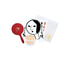 京都府京都市：⑥よーじや あぶらとり紙・クリアケース・丸小鏡　小朱 まゆごもりはんどくりーむ10g